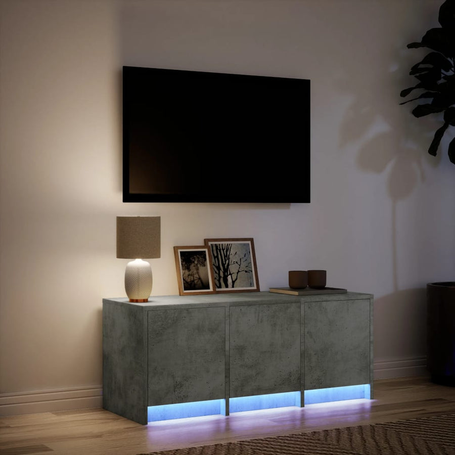 Tv-meubel met LED 97x34x40 cm bewerkt hout betongrijs
