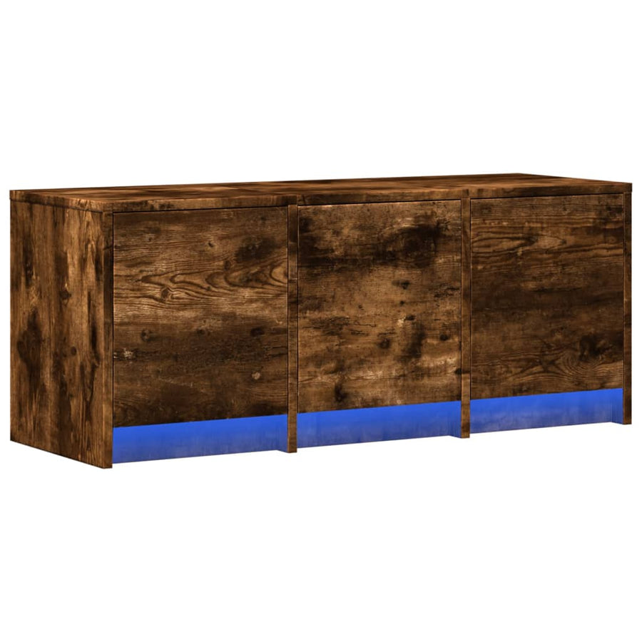Tv-meubel met LED 97x34x40 cm bewerkt hout gerookt eikenkleur