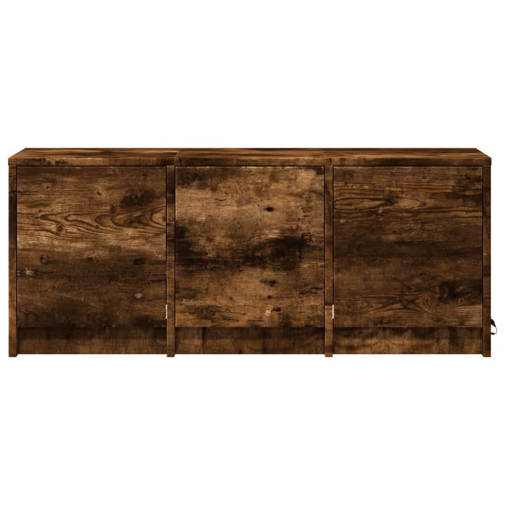 Tv-meubel met LED 97x34x40 cm bewerkt hout gerookt eikenkleur