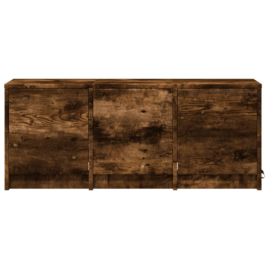 Tv-meubel met LED 97x34x40 cm bewerkt hout gerookt eikenkleur