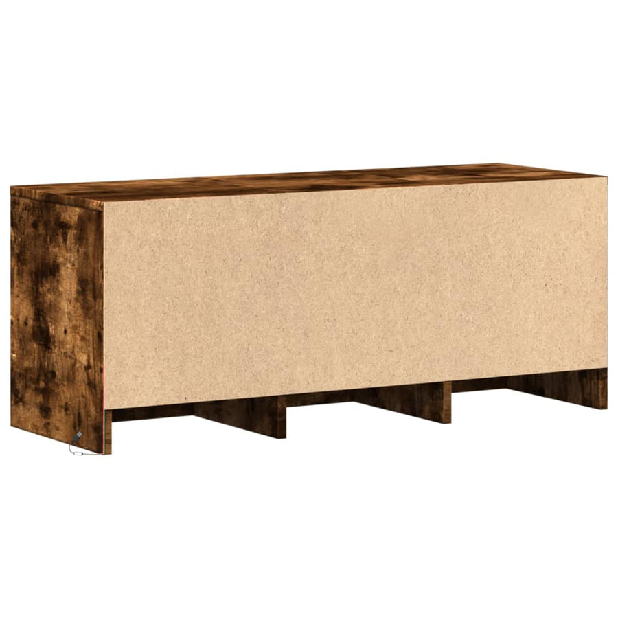 Tv-meubel met LED 97x34x40 cm bewerkt hout gerookt eikenkleur