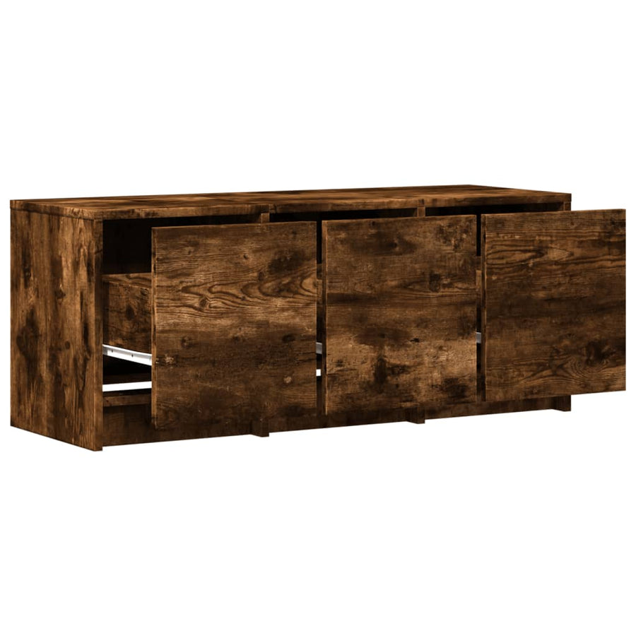 Tv-meubel met LED 97x34x40 cm bewerkt hout gerookt eikenkleur