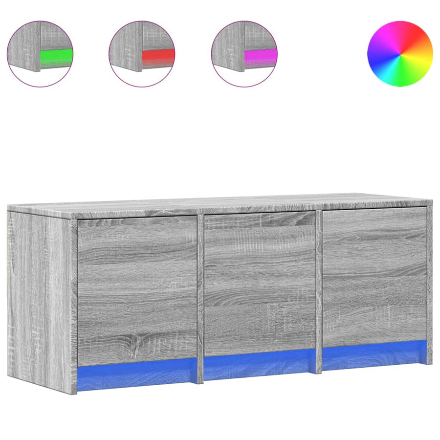 Tv-meubel met LED 97x34x40 cm bewerkt hout grijs sonoma eiken