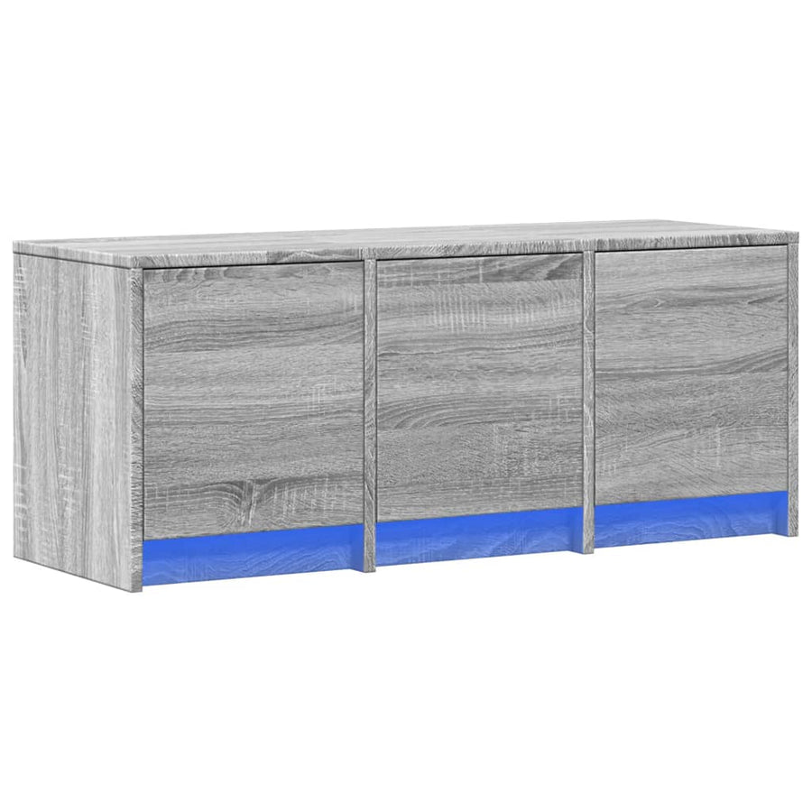 Tv-meubel met LED 97x34x40 cm bewerkt hout grijs sonoma eiken