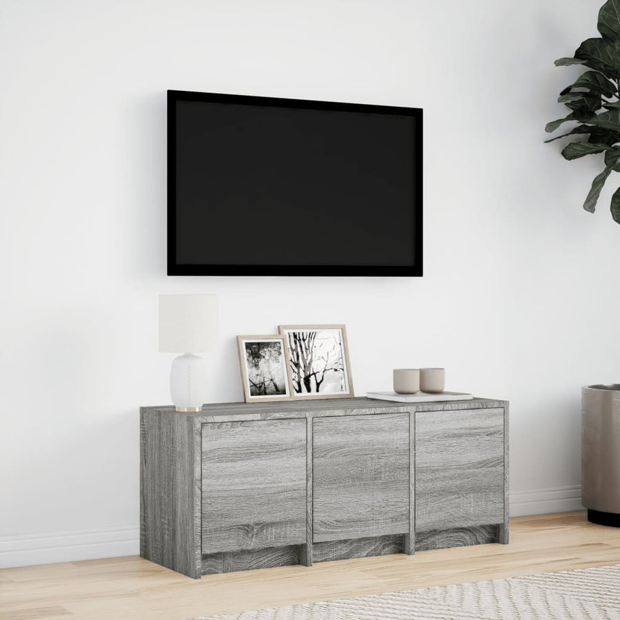 Tv-meubel met LED 97x34x40 cm bewerkt hout grijs sonoma eiken