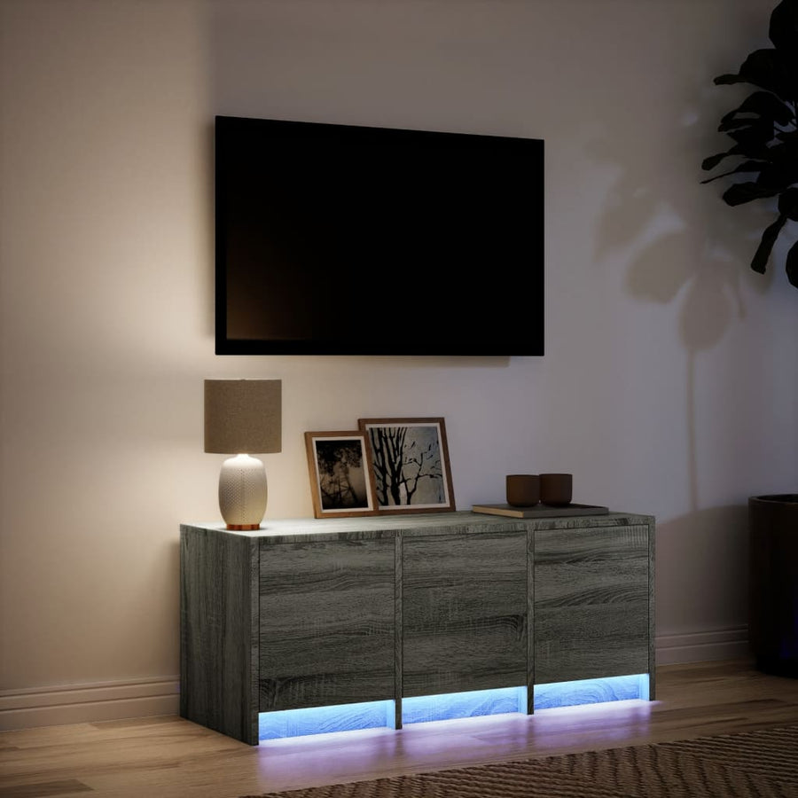 Tv-meubel met LED 97x34x40 cm bewerkt hout grijs sonoma eiken