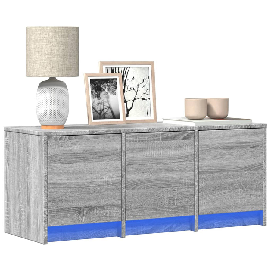 Tv-meubel met LED 97x34x40 cm bewerkt hout grijs sonoma eiken