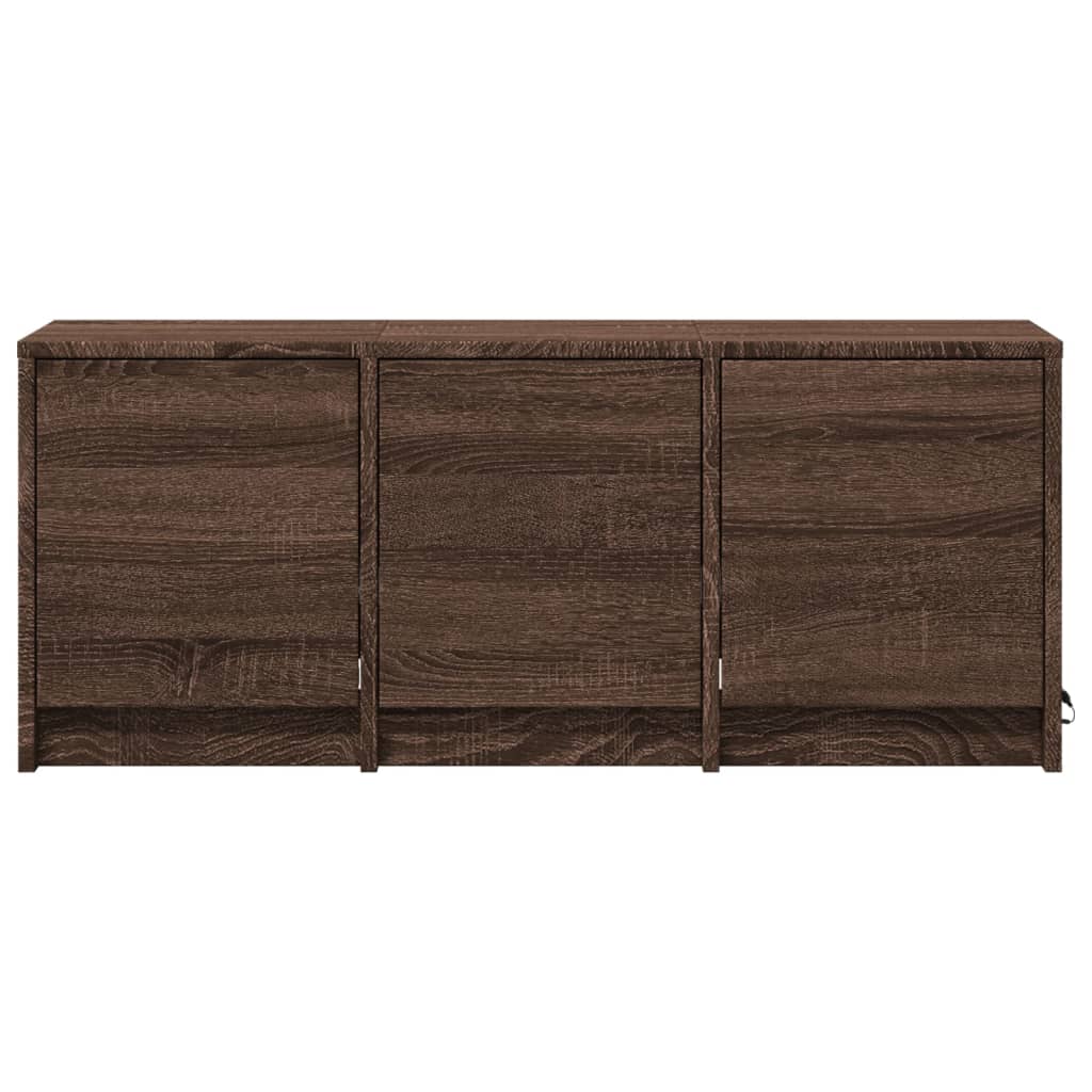 Tv-meubel met LED 97x34x40 cm bewerkt hout bruin eikenkleurig