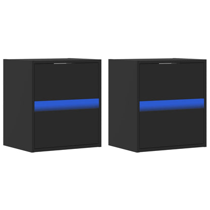 Tv-wandmeubels met LED-verlichting 2 st 41x31x45 cm zwart