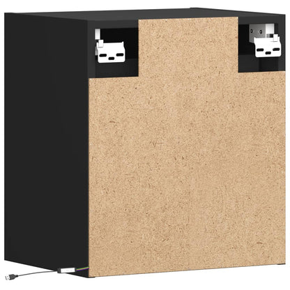 Tv-wandmeubels met LED-verlichting 2 st 41x31x45 cm zwart