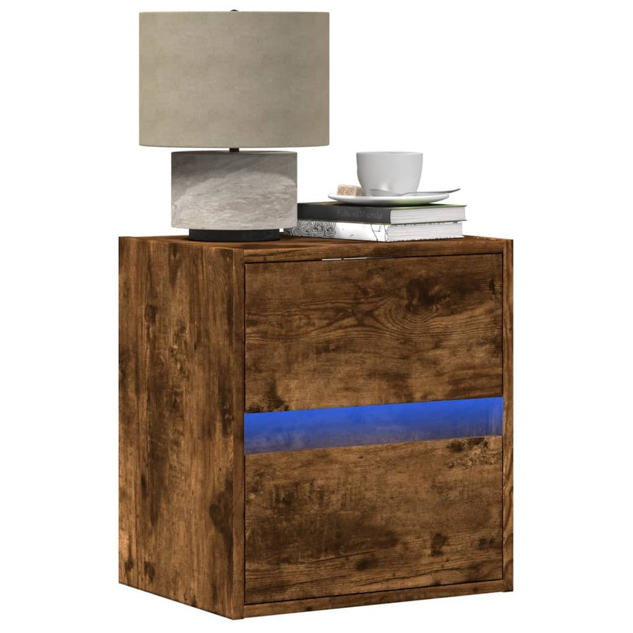 Tv-wandmeubel met LED-verlichting 41x31x45 cm gerookt eiken