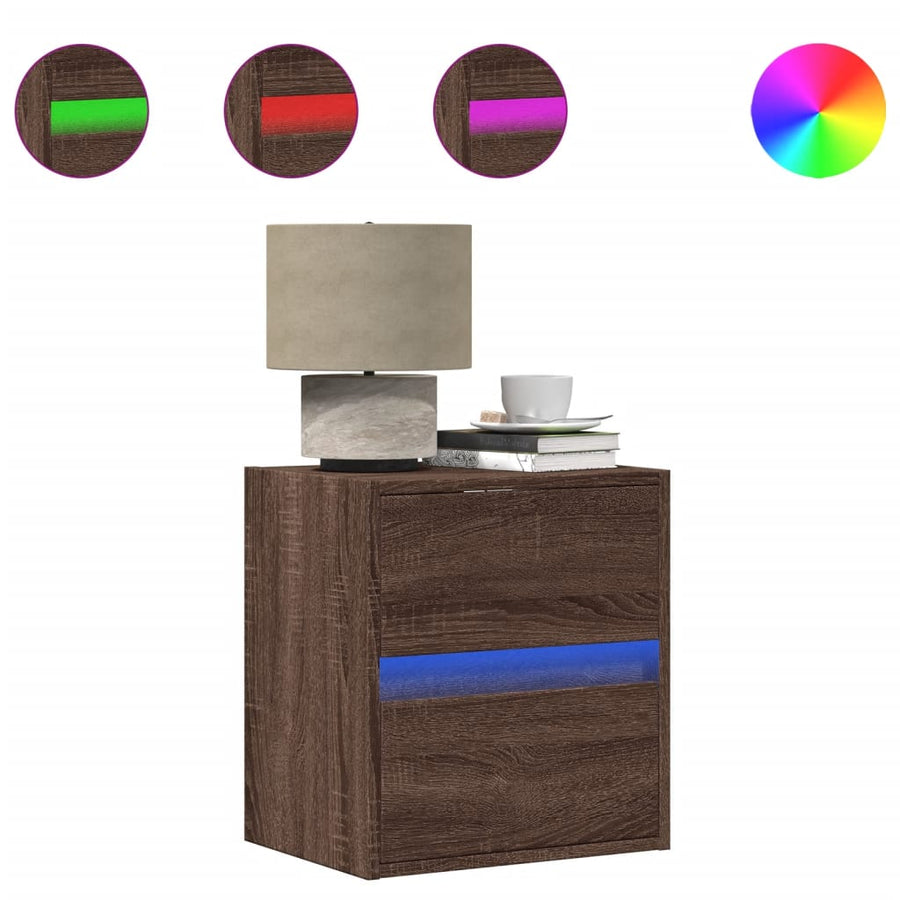Tv-wandmeubel met LED-verlichting 41x31x45 cm bruin eikenkleur