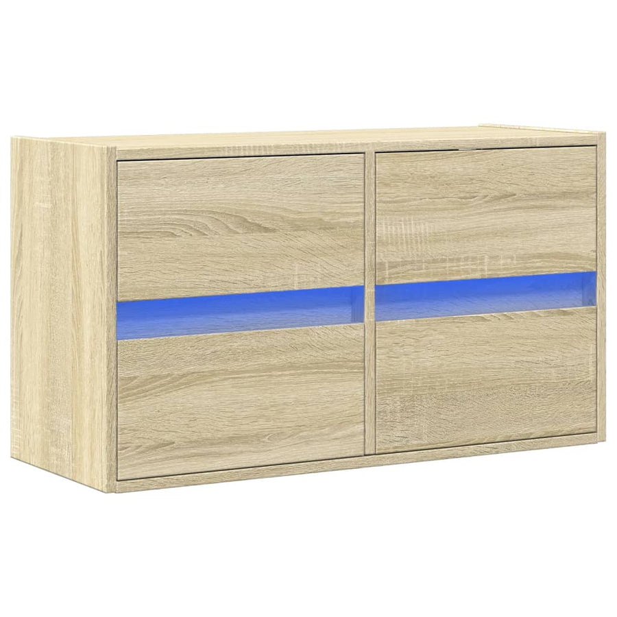 Tv-wandmeubel met LED-verlichting 80x31x45 cm sonoma eikenkleur