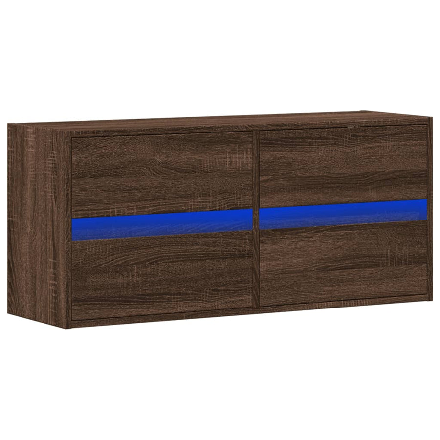 Tv-wandmeubel met LED-verlichting 100x31x45 cm bruin eikenkleur