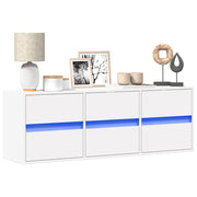 Tv-wandmeubel 130x31x45 cm wit met led-verlichting