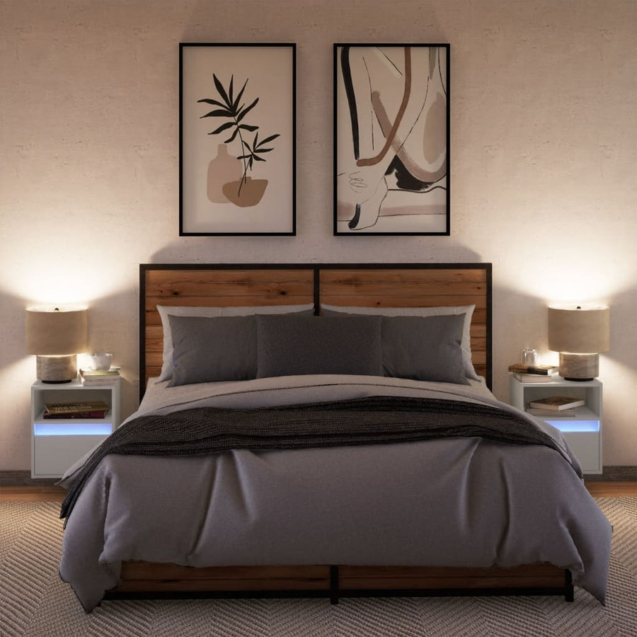 Tv-wandmeubels 2 st met LED-verlichting 41x31x45 cm wit