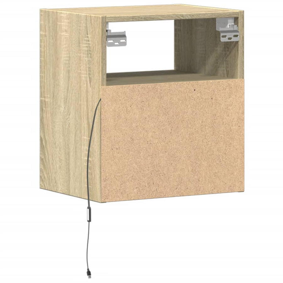 Tv-wandmeubels met LED 2 st 41x31x45 cm sonoma eikenkleurig