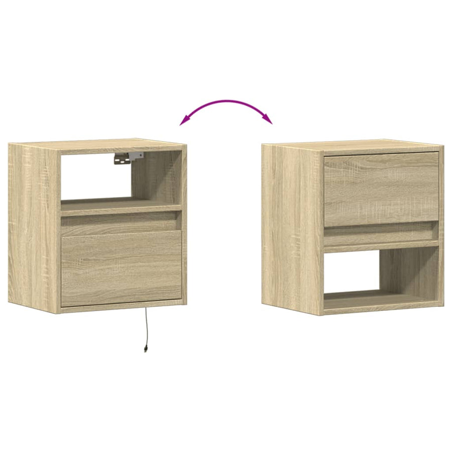 Tv-wandmeubels met LED 2 st 41x31x45 cm sonoma eikenkleurig