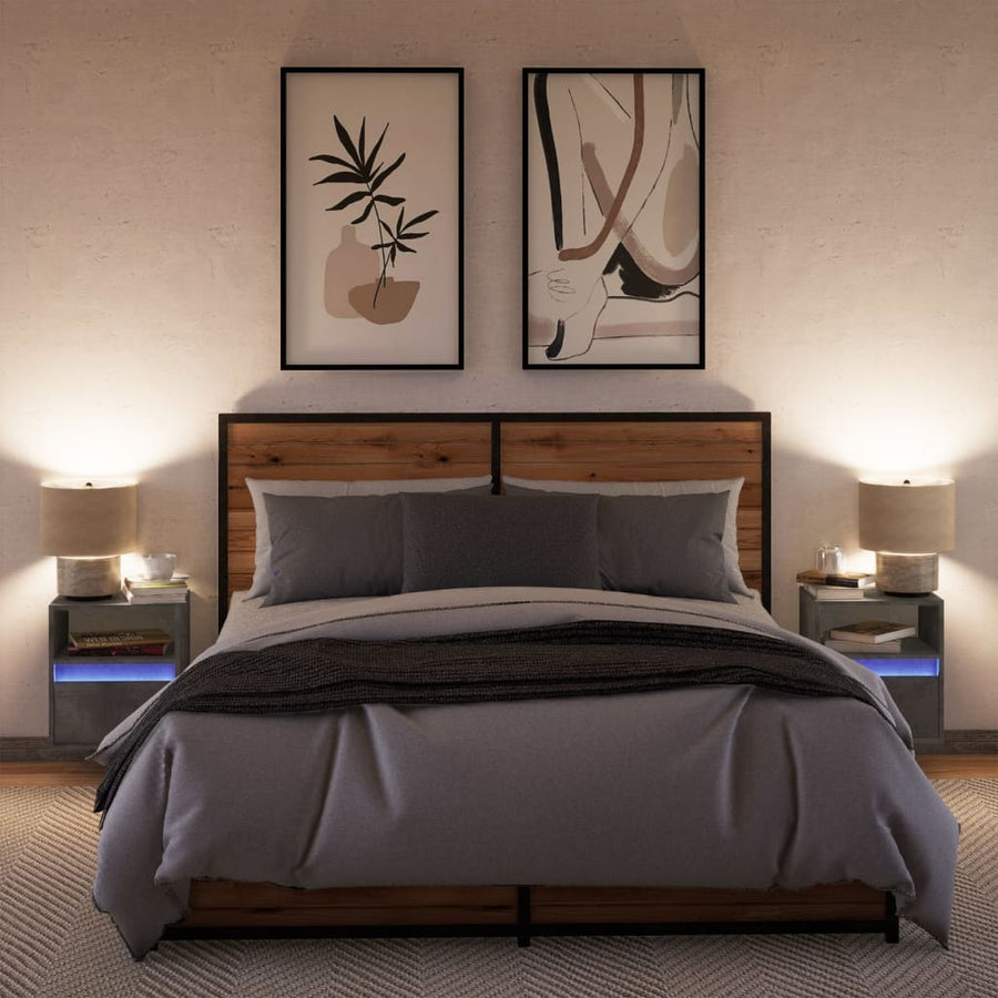 Tv-wandmeubels met LED-verlichting 2 st 41x31x45 cm betongrijs