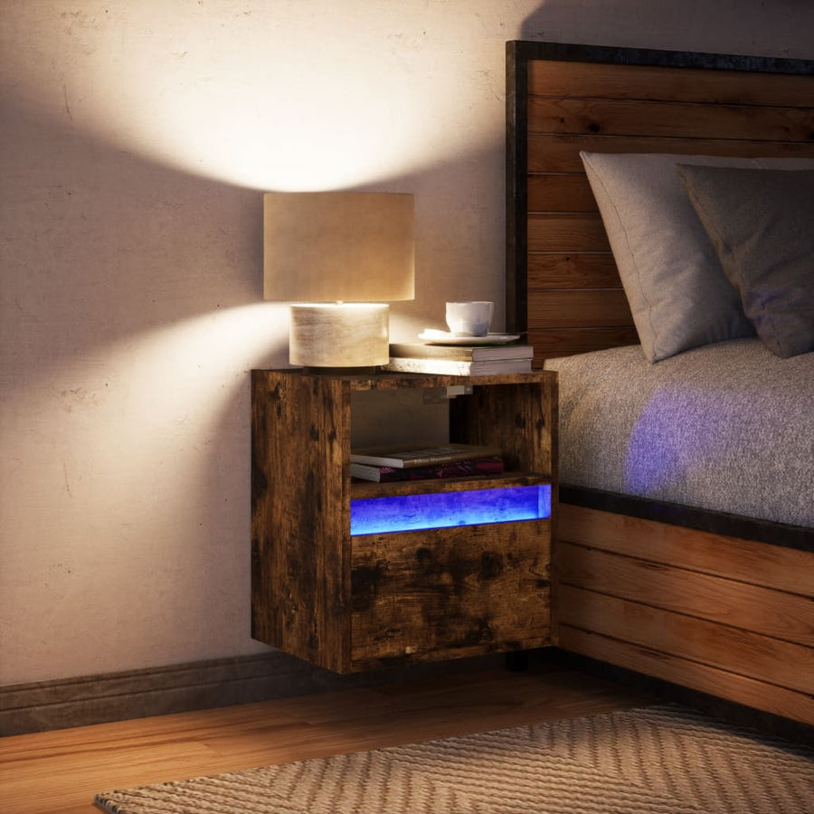 Tv-wandmeubel met LED-verlichting 41x31x45 cm gerookt eiken