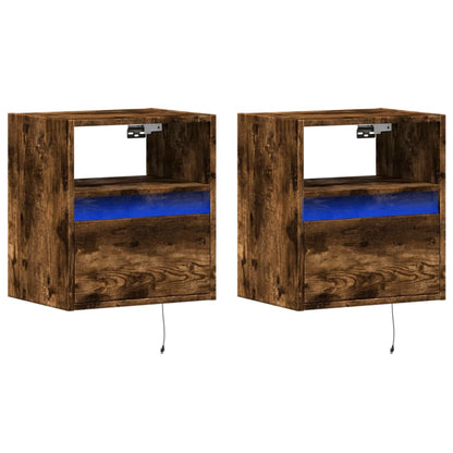 Tv-wandmeubels met LED 2 st 41x31x45 cm gerookt eikenkleurig