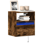 TV cabinets with LED 2 pcs 41x31x45 cm smoked oak