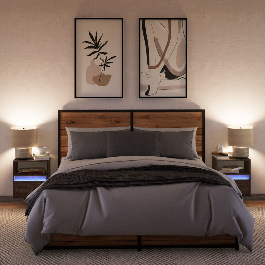Tv-wandmeubels met LED 2 st 41x31x45 cm bruin eikenkleurig