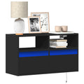 TV stand with LED lighting 80x31x45 cm black
