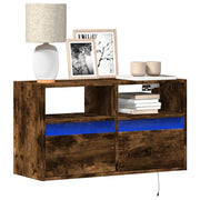 Tv-wandmeubel 80x31x45 cm gerookt eiken met led