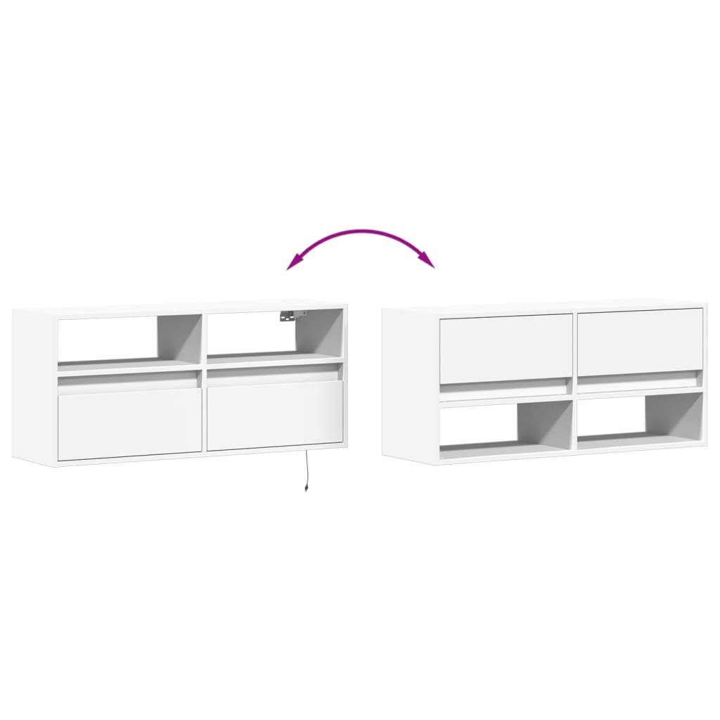 Tv-wandmeubel met LED-verlichting 100x31x45 cm wit