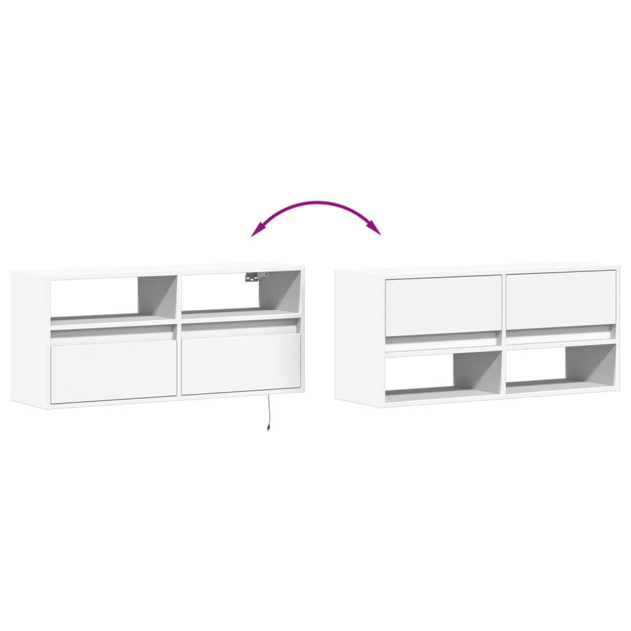 Tv-wandmeubel met LED-verlichting 100x31x45 cm wit