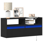 Tv-wandmeubel 100x31x45 cm zwart met led