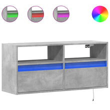 Tv-wandmeubel met LED-verlichting 100x31x45 cm betongrijs