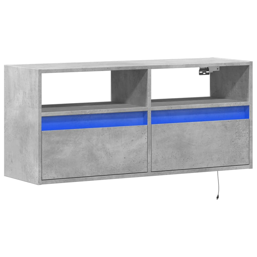 Tv-wandmeubel met LED-verlichting 100x31x45 cm betongrijs