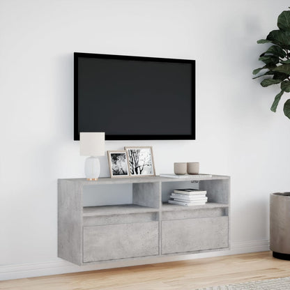 Tv-wandmeubel met LED-verlichting 100x31x45 cm betongrijs