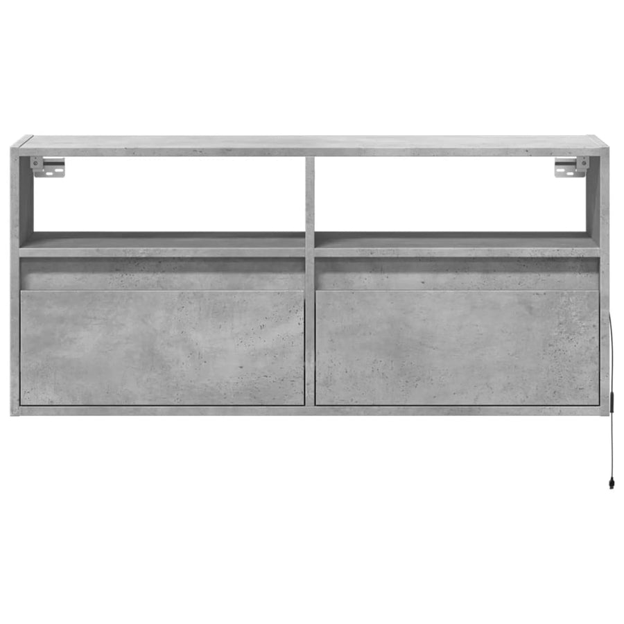 Tv-wandmeubel met LED-verlichting 100x31x45 cm betongrijs