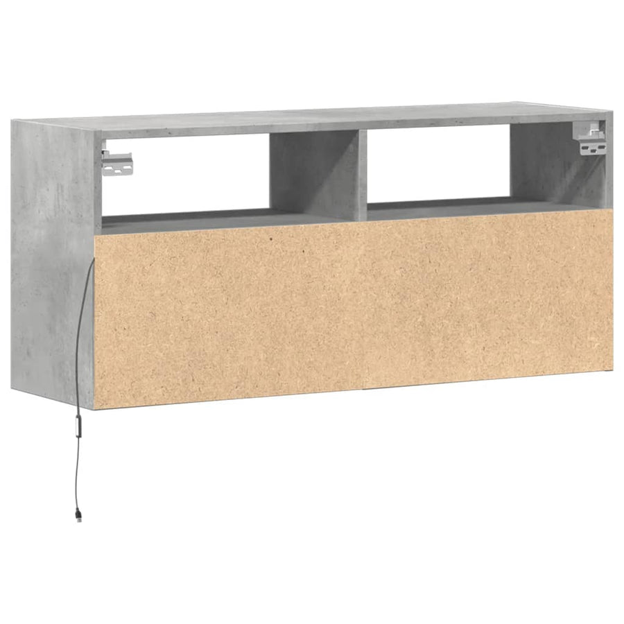 Tv-wandmeubel met LED-verlichting 100x31x45 cm betongrijs