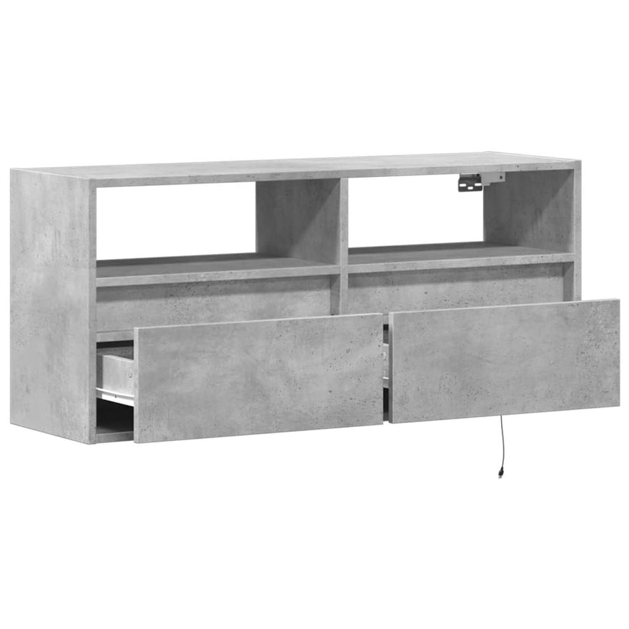 Tv-wandmeubel met LED-verlichting 100x31x45 cm betongrijs