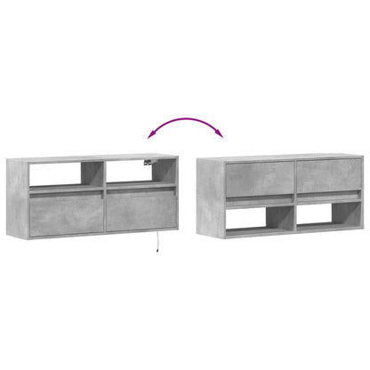 Tv-wandmeubel met LED-verlichting 100x31x45 cm betongrijs