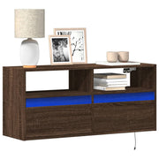 Tv-wandmeubel 100x31x45 cm bruin eikenkleur met led