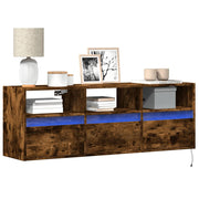Tv-wandmeubel 130x31x45 cm gerookt eiken LED
