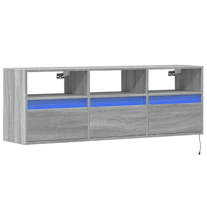 Tv-wandmeubel met LED-verlichting 130x31x45 cm grijs sonoma