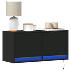 Tv-wandmeubel 80x31x35 cm zwart met led