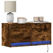 Tv-wandmeubel 80x31x35 cm gerookt eiken met led