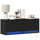 Tv-wandmeubel 100x31x35 cm zwart met led