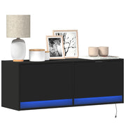 Tv-wandmeubel 100x31x35 cm zwart met led