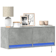 Tv-wandmeubel 100x31x35 cm betongrijs met led