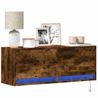 TV stand with LED lighting 100x31x35 cm smoked oak