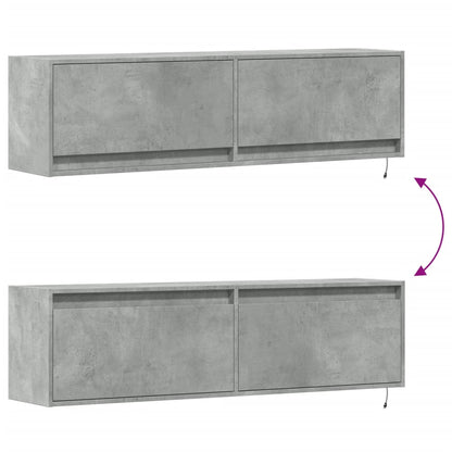 Tv-wandmeubel met LED-verlichting 140x31x38 cm betongrijs