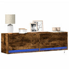 TV Cabinet with LED Lights 140x31x38 cm Smoked Oak